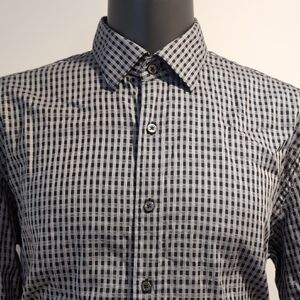 Bugatchi Black and White Checkered Shirt